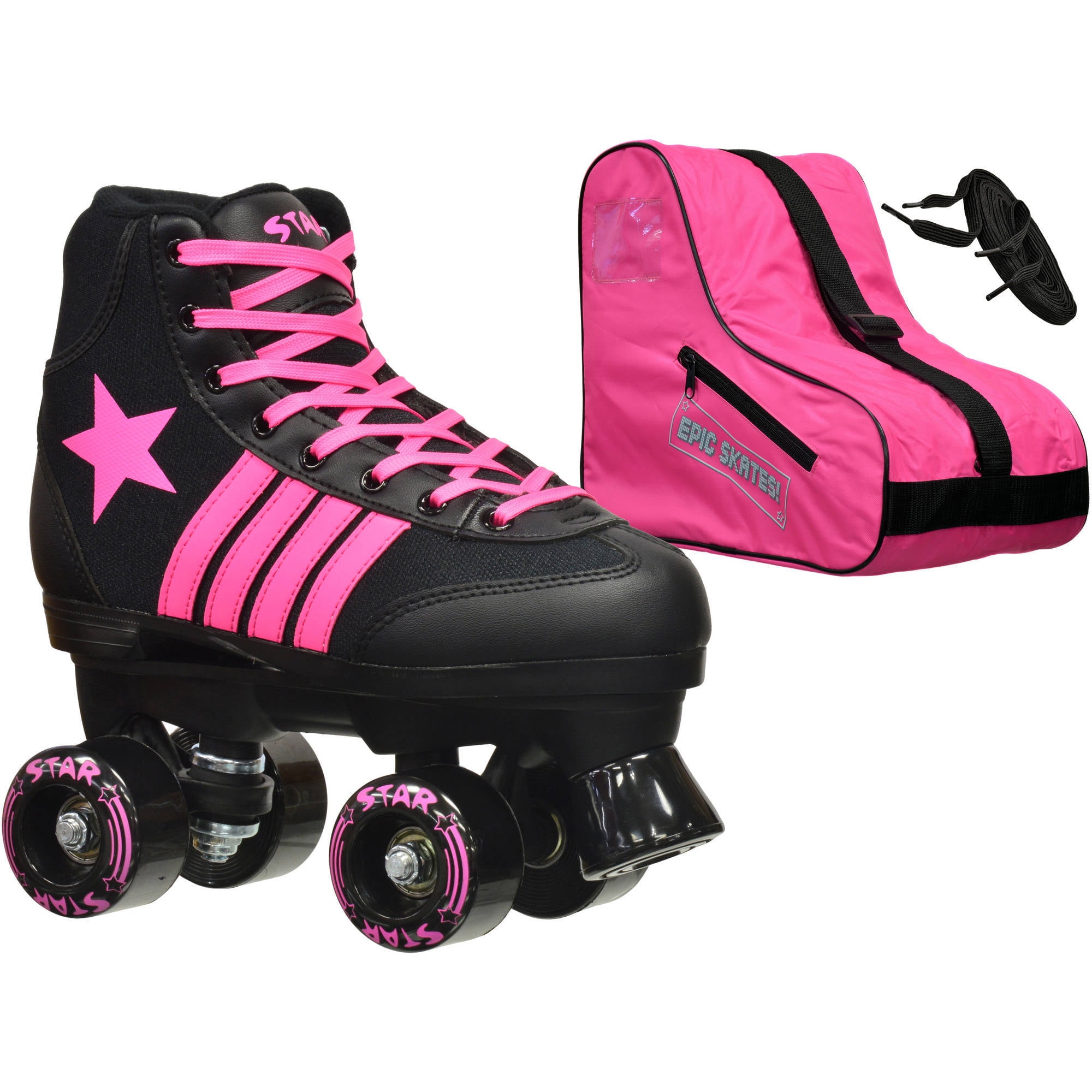 Epic Skates Epic Star Carina Pink High-Top Quad Roller Skates Package 