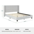 thumbnail image 6 of Martha Stewart Kay Queen Upholstered Platform Bed with Channel Stitched Wingback Headboard and Cushioned Siderails, Wood Slat Foundation, No Box Spring Needed, Gray, 6 of 11