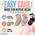 thumbnail image 4 of Girls Dream Step Yarn Crew Socks, 6 Pack, Soft Peek A Boo Style Breathable Socks, BLUE, M, 4 of 9