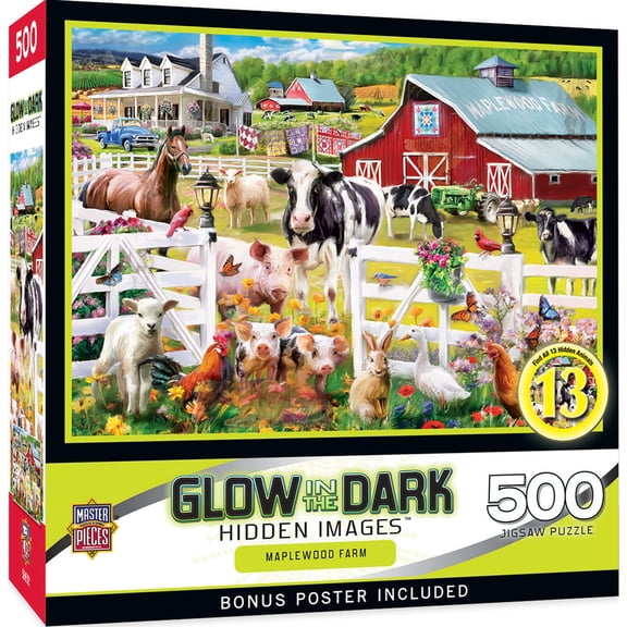 MasterPieces 500 Piece Glow in the Dark Puzzle - Maplewood Farm - 15"x21"