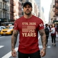 thumbnail image 3 of 1776-2026 USA 250 Years Men's Summer Short Sleeve T-Shirt Retro American Flag Print Casual Comfortable Tee For Men Daily Casual Outfits,Red,S, 3 of 4