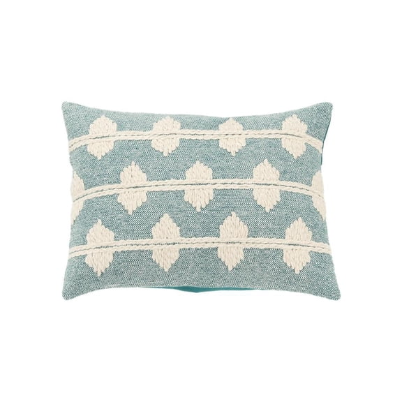 Rizzy Home Teal 14"X20" Diamond Woven Poly Filled Throw Pillow