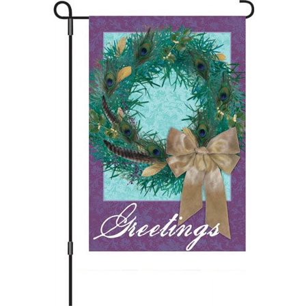 Premier Kites 51918 Garden Brilliance Flag, Peacock Wreath, 12 by 18-Inch