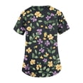 thumbnail image 6 of LHVUOA Summer Scrubs for Women Floral Printed V Neck Short Sleeve T Shirts Comfy Working Uniforms with Pockets, 6 of 6