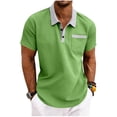 thumbnail image 5 of TKKCS Mens Polo Shirts with Pocket Short Sleeve- Summer Moisture Wicking Casual Performance Golf Shirts Green Size S, 5 of 8
