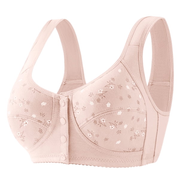Gibobby Brasier con Cierre Frontal para Mujer Ropa interior fina con estampado deompleta para mujer, sujetador deportivo inalámbrico con botón frontal(B,46/105)