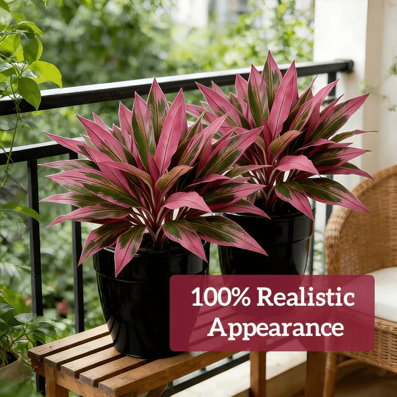 2Pcs Artificial Cordyline Fruticosa Logs Tropcial Plant 21.6in Fake Dracaena Tree for Indoor Outdoor Office Home Living Room Patio Greenery Porch Decor