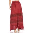 thumbnail image 2 of Sakkas Sandra Women's Casual Long Maxi Boho Gypsy Skirt Elastic Waist & Pockets - Cayenne - Plus Size, 2 of 5