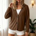 thumbnail image 2 of GEWSEY Women Corduroy Button Down Shacket Jacket V Neck Long Sleeve Casual Oversized Lightweight Cardigan Coat with Pockets (Coffee, XL), 2 of 9
