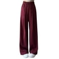 thumbnail image 2 of snilers Plus Size Palazzo Pants Women Elastic Waist Straight Leg Pants Loose Fit Solid Color Trendy Lounge Pants S-4XL, 2 of 3