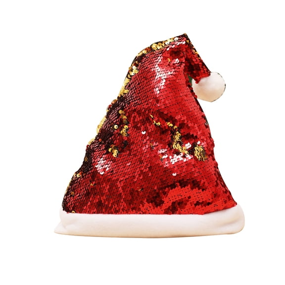 Mnjin Christmas Decorations Double Sided Reversible Christmas Sequin Hat Colorful Beaded Plait Adult Antlers Christmas Hat A