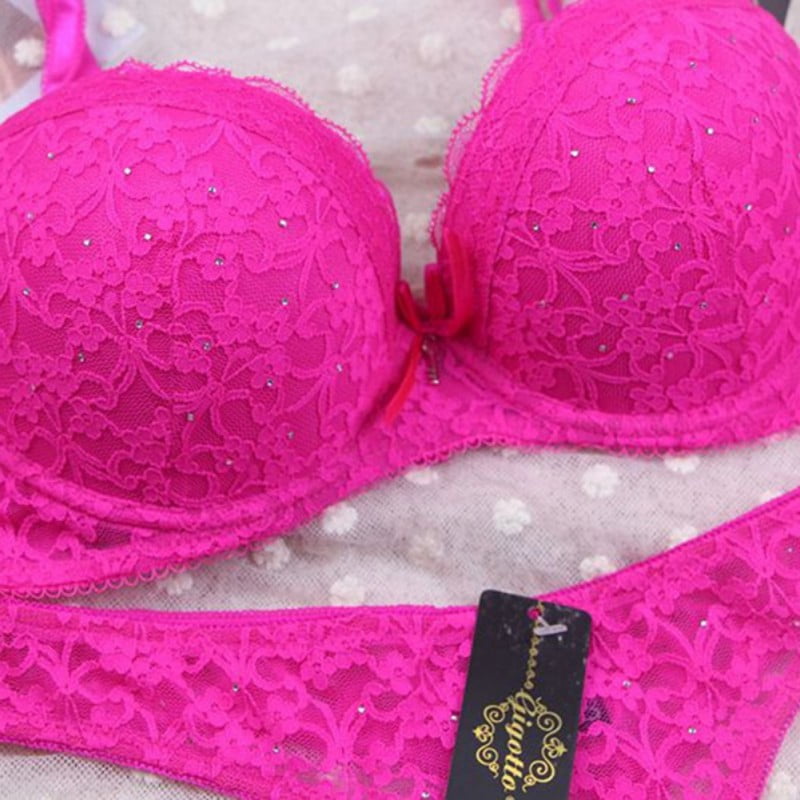 Bras Sets Hot Sale Women Sexy Pink Lolita Style Bra Set Romantic Lace  Embroidery Flowers Underwear Padded Push Up Brassiere And Panties Q230922  From 5,01 €
