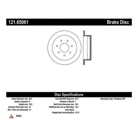 C-Tek Disc Brake Rotor 121.65061 Fits select: 1999-2003 FORD F150, 2004 FORD F-150 HERITAGE