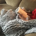thumbnail image 2 of Chunky Knit Blanket Chenille Throw - Warm Soft Cozy for Sofa Bed Home Decor (Grey), 2 of 6