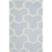 SAFAVIEH Cambridge Joshua Geometric Tessellation Wool Area Rug, Light Blue/Ivory, 2' x 3'