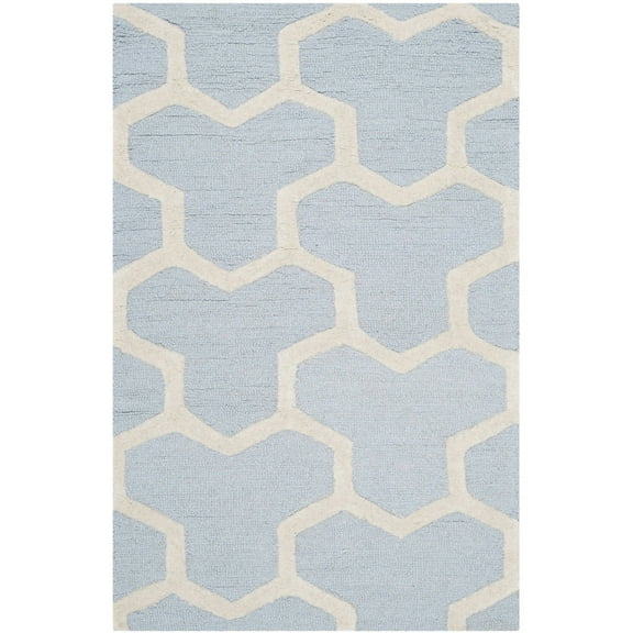 SAFAVIEH Cambridge Joshua Geometric Tessellation Wool Area Rug, Light Blue/Ivory, 2' x 3'