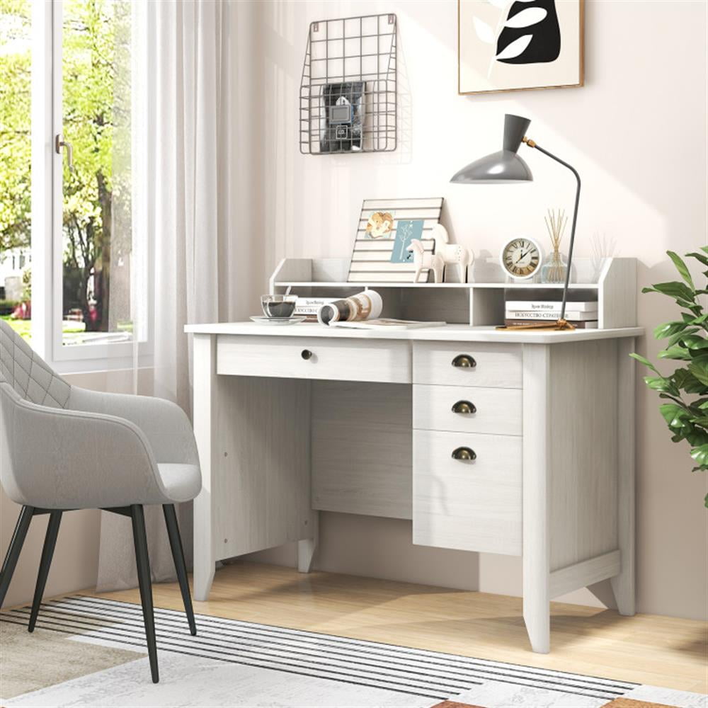 Demi Bonn Computer Desk PC Laptop Study Writing Table Workstation, Small Home Office Desk, White