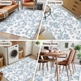 thumbnail image 6 of 4x6 Area Rugs, Light Blue Flower Non-Skid Rubber Backing Large Rectangle Rugs - Living Room Bedroom Home Office, Vintage Farmhouse Boho Leaf Spring Indoor Floor Mat Carpets Washable Rug, 6 of 9