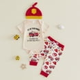 thumbnail image 3 of 3Pcs Baby Boy Clothes Is It Too Soon To Ask For A Fire Truck Short Sleeve Romper Pants Set, 3 of 7