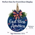 thumbnail image 4 of 3D God Bless America Patriotic Wooden Door Hanger, 12 in Round Front Door Sign with Bow & Greenery, 4th of July Memorial Day Porch Wall Decor, 4 of 9