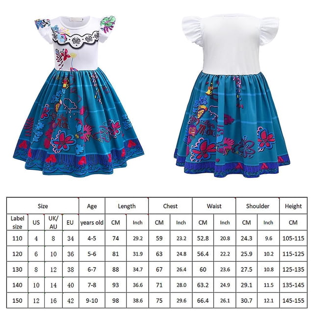6-7 a?os ni?a Encanto Mirabel Cosplay vestido de cumplea?os (130 cm) ZefeiWu 8390605594533