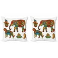 thumbnail image 1 of Hamsa Throw Pillow Cushion Cover Pack of 2, Savannah Animals Paisley and Hamsa Hand Pattern with Orient Ornate Malaysian, Zippered Double-Side Digital Print, 4 Sizes, Multicolor, by Ambesonne, 1 of 2