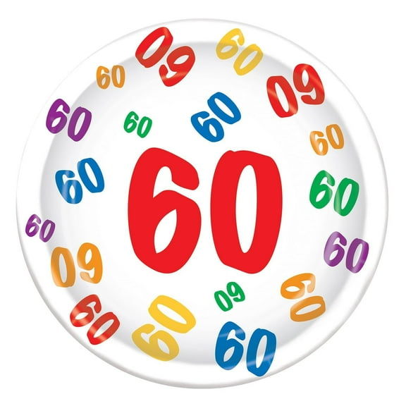 96 Pack Beistle 60th Birthday Party Paper Plates 9 inch