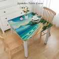 thumbnail image 2 of COMIO Summer Beach Theme Palm Tree Tropical Sandy Sea Ocean Vocation Natural Plant Full Width Single-Sided Printing Square Tablecloth White, 2 of 7