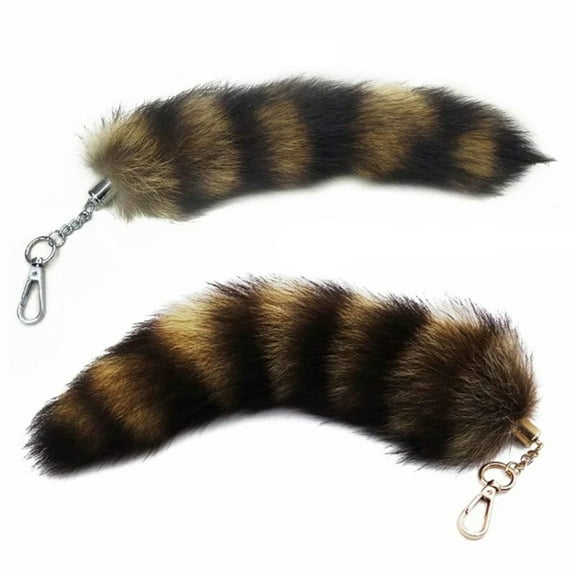 SmartBy Faux Raccoon Tail Fur Decoration Soft Fluffy Lobster Clasp DIY Car Key Ring Hanging Pendant Backpack Decoration Birthday Gift