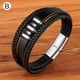 thumbnail image 4 of Pulsera de cuero trenzado negro para hombre, brazalete de 21 cm, 8,3", suave y B, 4 of 9