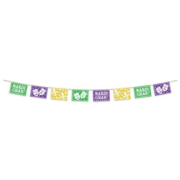 Beistle Company 59230 Mardi Gras Picado Style Pennant Banner