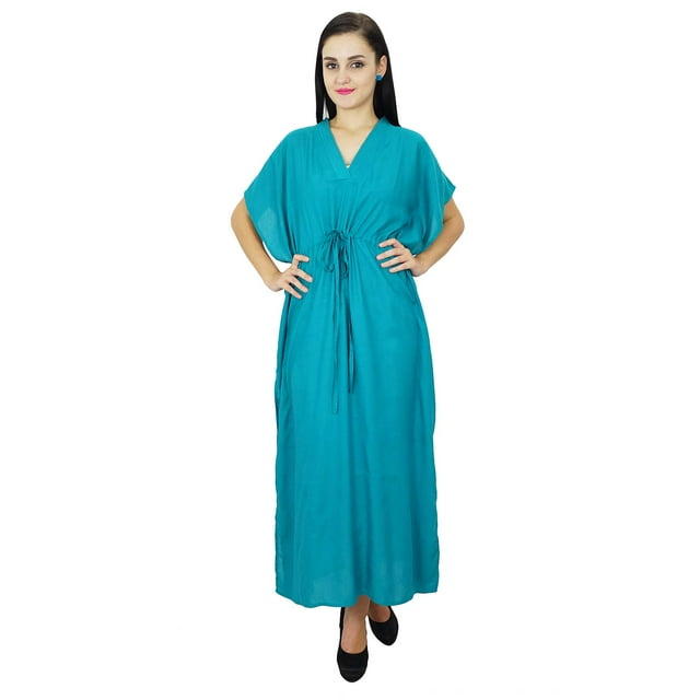 Bimba Long Kaftan Femme en Coton Doux pour la Plage, Maxi