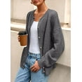 thumbnail image 4 of PRETTYGARDEN Fall Long Sleeve Cardigans for Women Trendy Open Front Winter Button Down Crewneck Soft Knit Sweater Jacket, 4 of 8