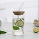 thumbnail image 5 of Vasos de vidrio para té de burbujas, botella de boca ancha transparente con tapas de bambú y pajitas para viaje 470ml, 5 of 9