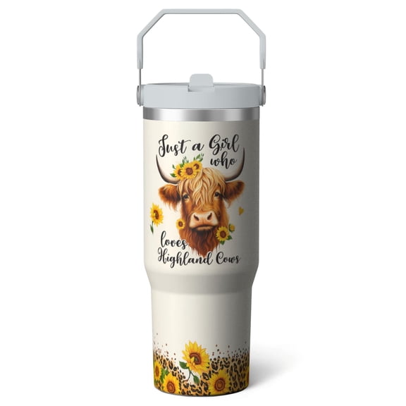1pc ox 30oz Tumbler with Straw & Handle - Insulated Stainless Steel Cup | Holiday Gift for Man Women (Christmas, Valentine's, Birthday)