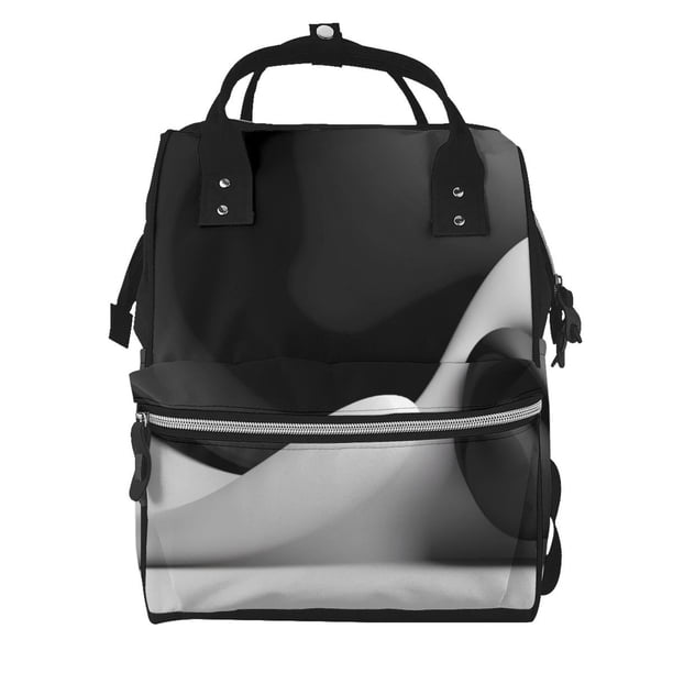 Easygdp Black White Fluid Sculpture para Bolsa de Bebé de Gran Capacidad con Múltiples Bolsillos, Bolsa de Pañales para Padres, Bolsa de Viaje Organizada y Elegante