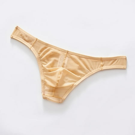 

ALSLIAO Mens See-Through Mesh G-String T-Back Male Thong Pouch Underpants Skin M