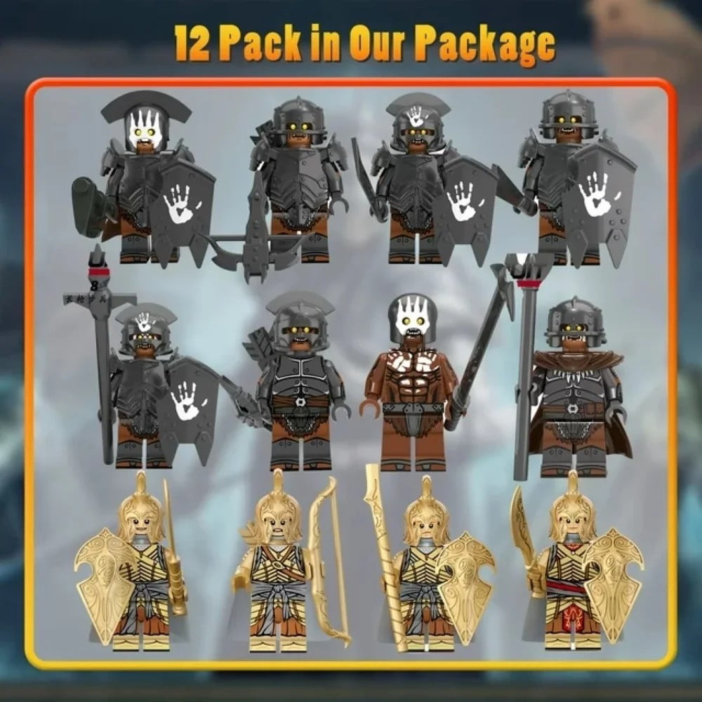 14PCS Medieval Orc Legion Minifigure Set – Retro Adventure Game-Inspired Characters Building Block Toy Pack for Kids and Holiday Gifts