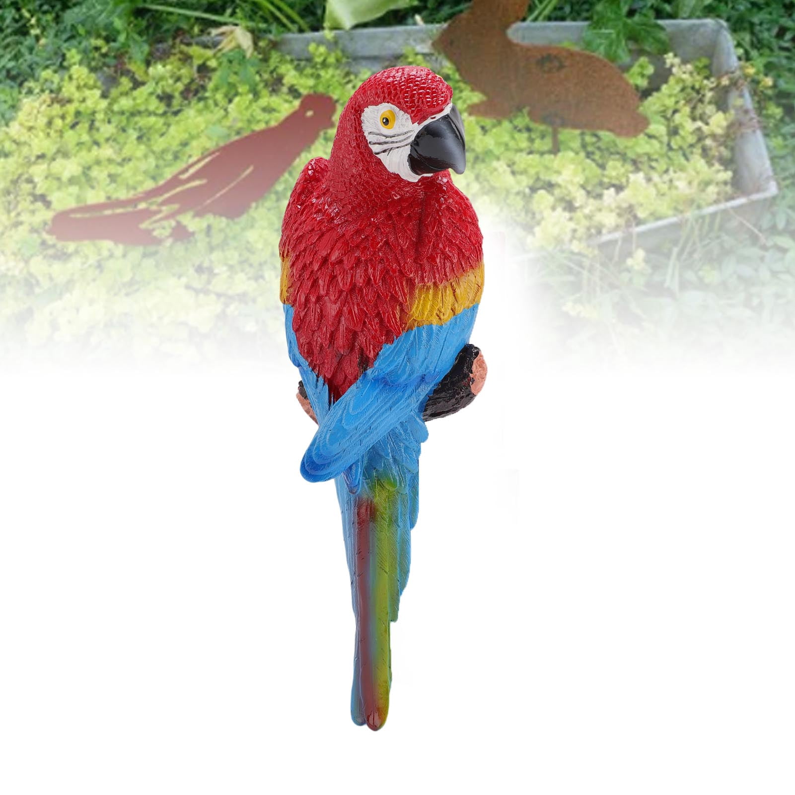 NFTIGB Realistic Hanging Parrot Wall Decoration Flat Back High Strength Resin Statue Figurine for Outdoor Lawn Garden Patio Decor, Left Side Red, 13.78 inches / 35.0 cm