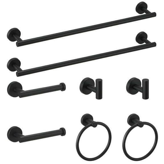 Bathroom Towel Rack 8-Pieces Black Bathroom Accessories Set, Stainless Steel Bathroom Hardware Set, Bath Towel Bar Set, Towel Racks for Bathroom Wall Mounted.,Bathroom Mirror