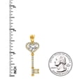 thumbnail image 4 of 10kt Two-Tone Gold Womens Cubic Zirconia Cubic-Zirconia Heart Key Charm Pendant, 4 of 4