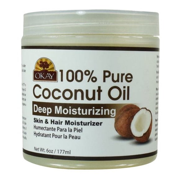 100% Pure Coconut Oil Deep Moisturizing For Skin And Hair By Okay, 6 Oz, 2 Pack
