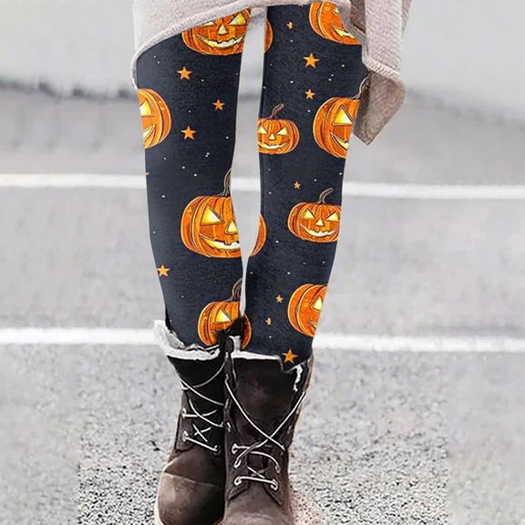 Oksale Pumpkin Graphic Leggings for Women Stretch High Waisted Yoga Pants Lighweight Casual Fall Clothes Gym Tights for Halloween Multicolor M