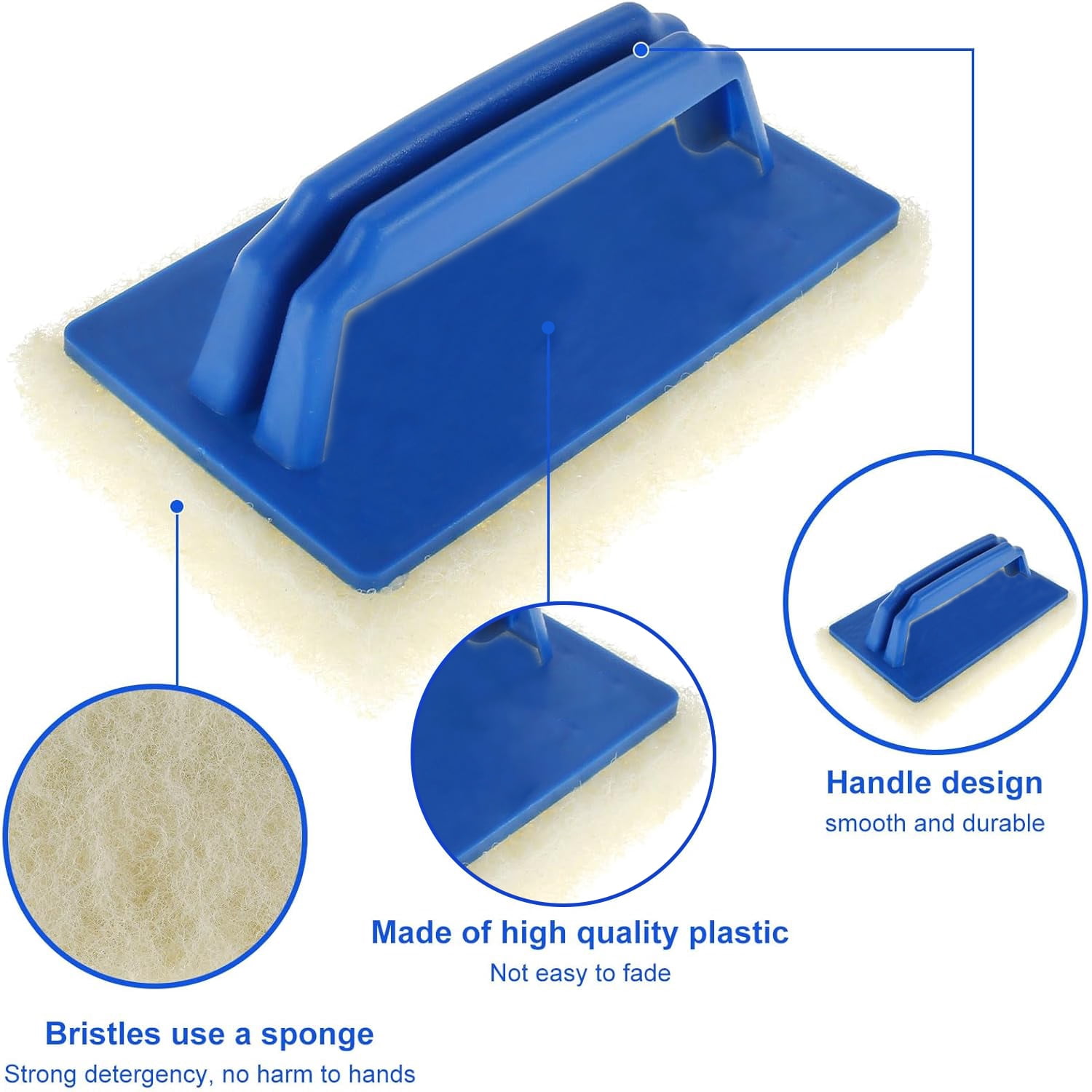 Katinyos 4 Pcs Swimming Pool Cleaning Kit, Pool Maintenance Kit with Pool Cleaning Brush Scrubbing Scouring Sponge Pad Skimmer Leaf Net and Aluminum Pole, for Above Ground Pools, Ponds, Hot Tubs
