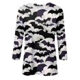 DENGDENG Halloween 3/4 Length Sleeve Tops for Women Plus Size Crew Neck