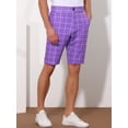 thumbnail image 2 of Unique Bargains Men's Plaid Golf Shorts Color Block Flat Front Formal Check Shorts 30 Purple, 2 of 6