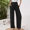 thumbnail image 2 of Pantalones con forro polar Gibobby para mujer pierna ancha cintura ajustable sueltos cómodos con bolsillo Negro XL, 2 of 5