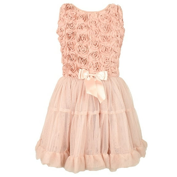 Popatu Dusty Rose Rosette Tulle Petti Dress, Little Girls' Sml