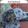 thumbnail image 6 of Cozy Line Country Blue Rose Floral Paisley Garden Cotton 3 Piece Patchwork Quilt Bedding Set, 6 of 7