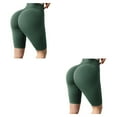 thumbnail image 2 of Minnieouse Gimnasio Verano Mujeres Yoga Shorts Niñas Ciclismo Fitness Cintura alta Levantamiento de glúteos Deportes Pantalones cortos Verde METRO 2piezas, 2 of 6